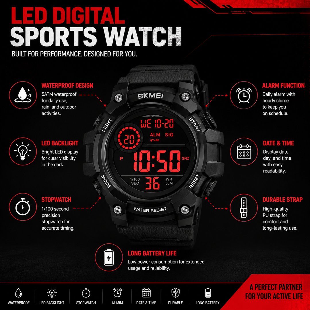 LED Digital Sports Watch - Image 3